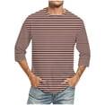 thumbnail image 1 of SwiftWear Mens Casual 3/4 Sleeve Tshirt Round Neck Striped Workout T-Shirts Tree Quarter Sleeve Fitted Tees XL, 1 of 4