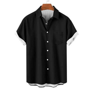 SwiftWear Mens Cotton Shirts Short Sleeve Button Down Shirts Summer Beach Comfy Shirt Vacation Hawaiian Tops L