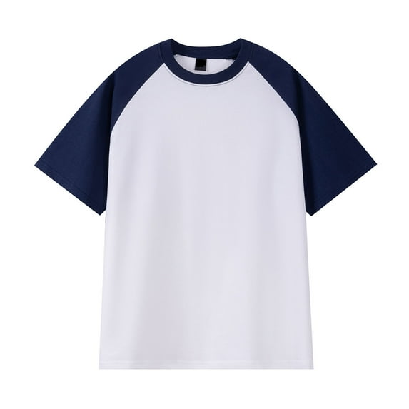 SwiftWear Mens Cotton Shirts Short Sleeve Crew Neck Shirts for Men Short Sleeve Quick Dry Fashion Color-matching T-Shirts, Navy-M