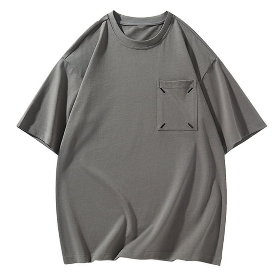 SwiftWear Mens Cotton Shirts Short Sleeve Round Neck Men's T-Shirts Athletic Gym Active T Shirt Mens Lightweight Tees, Gray-XL