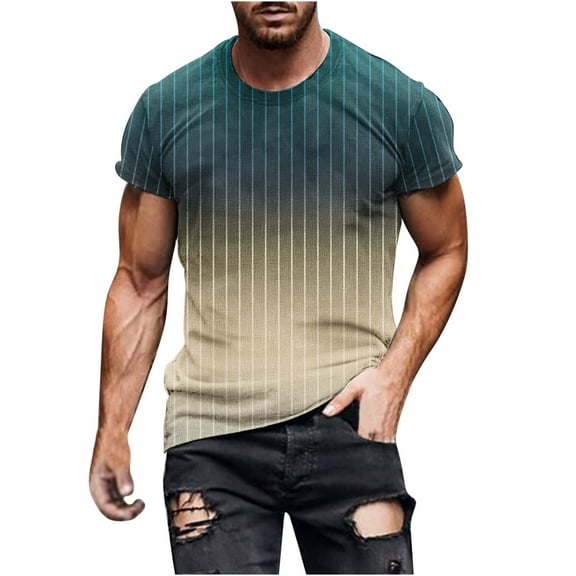 Yufatyle Mens Fashion Shirts Short Sleeve Round Neck Mens T-Shirts Workout Shirts for Men Summer Beach Casual Short Sleeve, Khaki-4XL