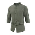 thumbnail image 1 of Yufatyle Mens Short Sleeve Shirts Button Down Summer Tops Relaxed Fit Midweight Short-Sleeve T-Shirt Men's Short Sleeve Solid Color T-Shirt Collection, Army Green-2XL, 1 of 5