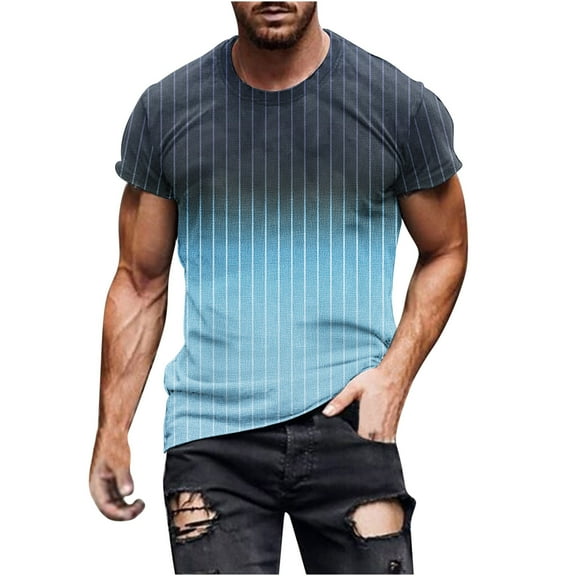 SwiftWear Mens Short Sleeve Shirts Crew Neck Shirts for Men Relaxed Fit Midweight Short-Sleeve T-Shirt Men's Short Sleeve Graphic T-Shirt Collection, Blue-L