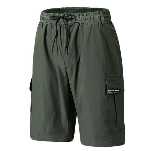 Yufatyle Mens Solid Camo Drawstring Shorts Elastic Waist Workout Sports Shorts Beach Vacation Shorts with Multi Pockets L