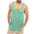 thumbnail image 1 of Nnhblu Mens Tank Top Undershirt Round Neck Sleeveless Hollow Out Casual Vest for Men Green M, 1 of 6