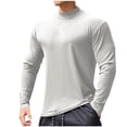 thumbnail image 1 of SwiftWear Mens Undershirts Fashion Casual Pullover Ribbed Slim Fit Tops Solid Sports Long Sleeve Crewneck T-Shirts, White M, 1 of 4
