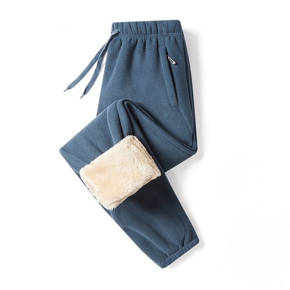 Yufatyle Navy Women's Fleece Sherpa Lined Sweatpants Winter Warm Pants Lounge Athletic Joggers Straight Leg Pants with Drawstring Pockets M