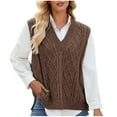 thumbnail image 1 of SwiftWear Oversized Sweater Vest Women V Neck Sleeveless Solid Color Loose Cable Knit Pullover Top Brown S, 1 of 7