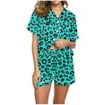 thumbnail image 1 of SwiftWear Pajama Sets for Women 2 Piece PJ Sets Button Down Short Sleeve Lounge Set with Shorts Trendy Leopard Sleepwear Mint Green M, 1 of 6