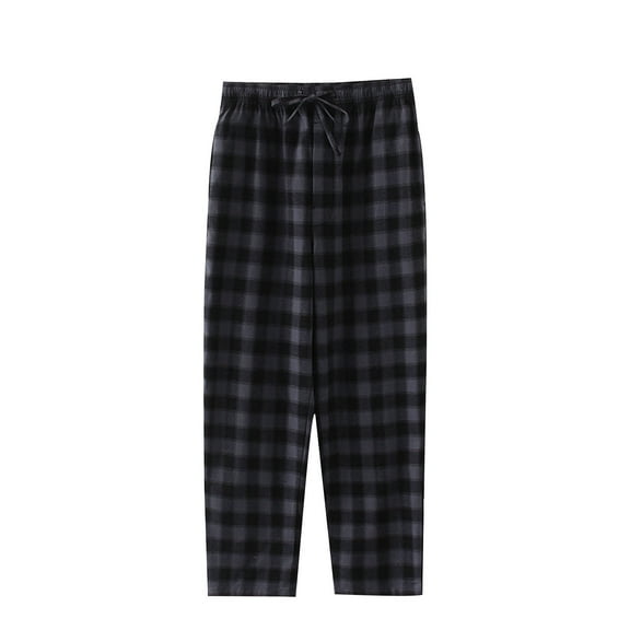 SwiftWear Pajamas for Men Buffalo Plaid Pajama Pants Comfy Fleece Lounge Pants Striped Trousers Cotton Pj Bottoms with Drawstring Black L