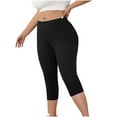 thumbnail image 1 of SwiftWear Plus Size Capri Leggings for Women High Waisted Stretchy Knee-Length Capri Pants Athleisure Yoga Pants Black L, 1 of 9