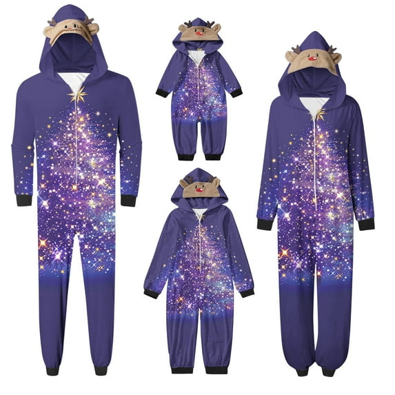 SwiftWear Purple Christmas Pajamas for Family Matching Sets Adult Xmas Onesie for Men One-Piece Pjs Soft Homewear Sleepwear