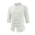 thumbnail image 1 of Yufatyle Short Sleeve Shirts for Men Button Down T Shirts for Man Short Sleeve Quick Dry Fashion Solid Color T-Shirts, White-XL, 1 of 5