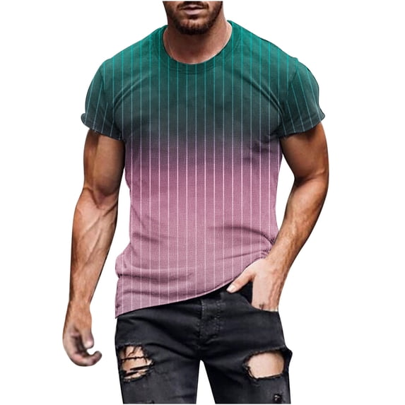 SwiftWear Short Sleeve Shirts for Men Crew Neck T Shirts for Man Short Sleeve Quick Dry Fashion Print T-Shirts, Pink-S