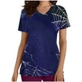 thumbnail image 1 of Yufatyle Short Sleeve V-Neck Halloween Scrub Tops with Pockets Nurse Shirts for Women Holiday Top Work UniformsBlue L, 1 of 5