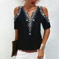 thumbnail image 1 of SwiftWear Off Shoulder Blouse for Women Summer Hot Blouses for Women Dressy Casual Ladies Tops and Blouses V-Neck T-shirt Loose Comfortable Female Blouses Black, 1 of 9