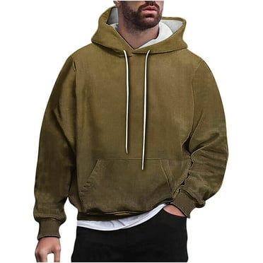 SwiftWear Solid Hoodie for Men Casual Hooded Sweatshirts Loose Fit Pullover Long Sleeve Tops Sweatshirt, Brown M
