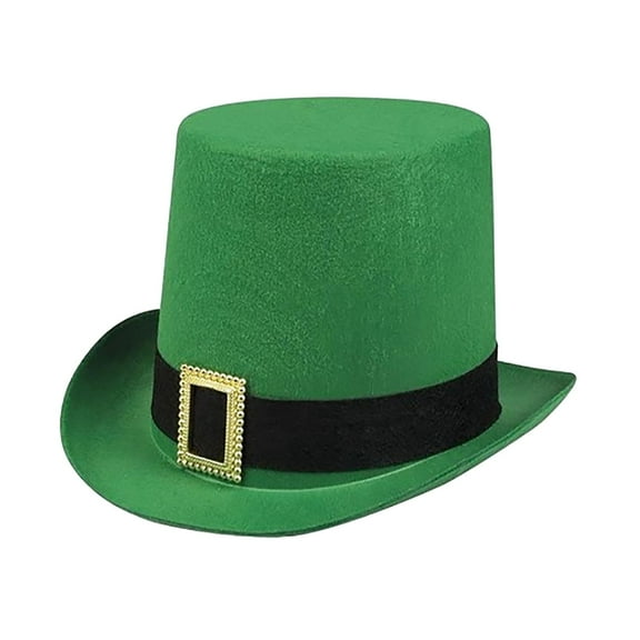 SwiftWear St. Patrick's Day Hat with Metal Buckle, Green Top Hat for Saint Patricks Costume for Irish Party Parade