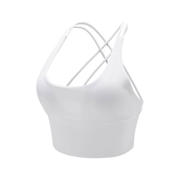 SwiftWear Strappy Women Sports Bra Scoop Neck Criss Cross Back Yoga Bra Seamless Workout Yoga Sports Bras Spaghetti Strap Bralettes Bras White Sports Bras