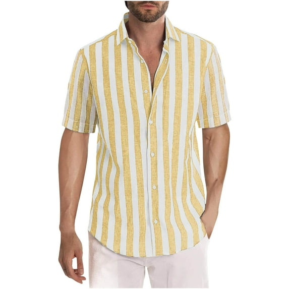 SwiftWear Striped Dress Shirts for Men Short Sleeve Button Down Shirts Summer Casual Loose T Shirts Business Tops XL