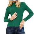thumbnail image 1 of SwiftWear Sweaters for Women Trendy Fall Tops Mock Neck Long Sleeve Slimming Pullover Casual Winter Outfits Green L, 1 of 7