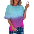 thumbnail image 1 of Nnhblu T-Shirt for Women Tie Dye Shirt Graphic Tee Letter Print Casual Short Sleeve Crew Neck Tops Casual Blouse Sky Blue,S-5XL, 1 of 7