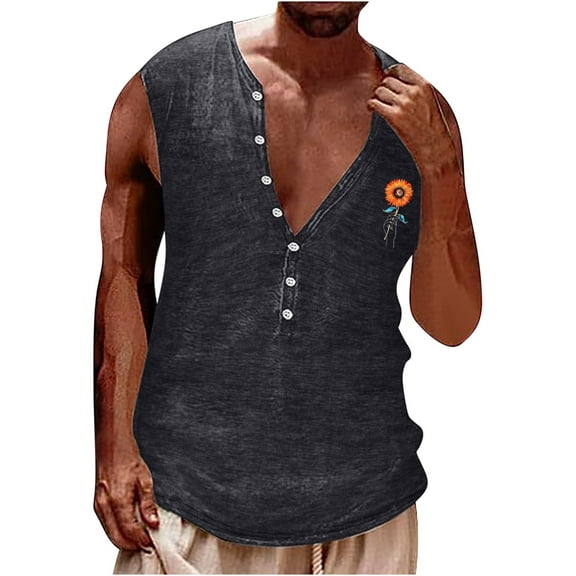 Oalirro Mens Tank Tops Round Neck Sleeveless Fitness Shirt Funny Black M