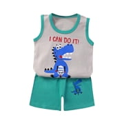 SwiftWear Toddler Baby Boys Clothes 2PCS Tank Top and Shorts Set Cotton Sleeveless Dinosaur Summer Outfit for Kids 3M-6T