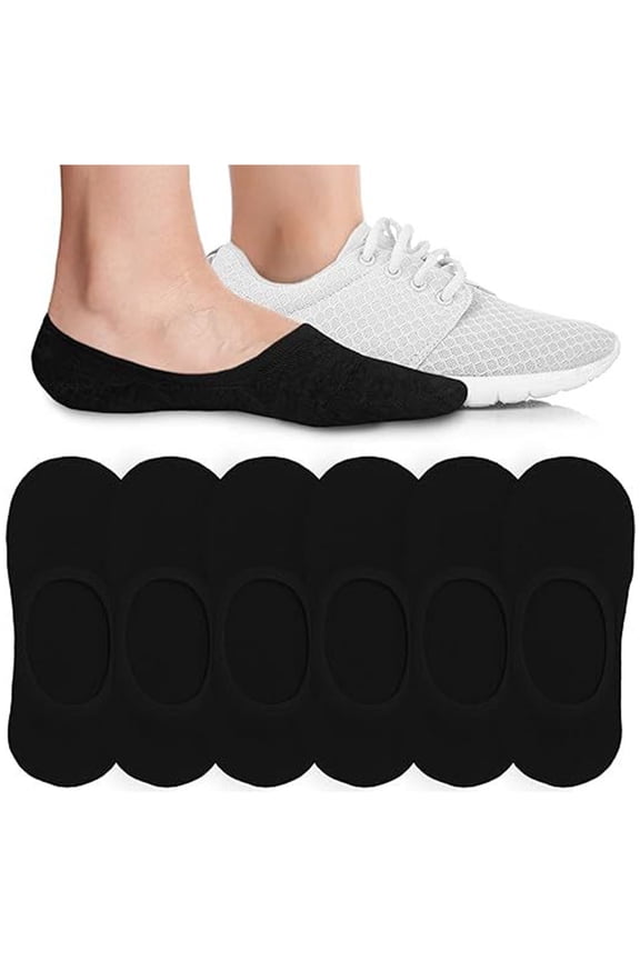 Unisex No Show Socks 6 Pairs Invisible Liner Socks for Casual & formal Wear Soft & Stretchable Solid Socks, Black