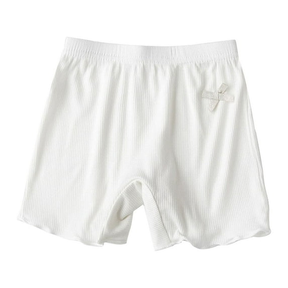 Yufatyle White Girls Breathable Bike Shorts Elastic Waist Tumbling Cartwheel Shorts Comfy Underwear for Dance Play or Underdress