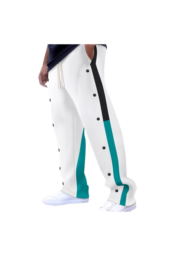 White Side Stripe Sweatpants for Men Drawstring Baggy Jogger Pants Casual Athletic Workout Pants with Pockets XL