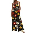 thumbnail image 1 of SwiftWear Wide Leg Jumpsuits for Women Fashion Summer Sleeveless Flower Printing Button Pocket Jumpsuits Long Pants L, 1 of 8