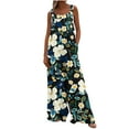 thumbnail image 1 of SwiftWear Wide Leg Jumpsuits for Women Fashion Summer Sleeveless Flower Printing Button Pocket Jumpsuits Long Pants S, 1 of 8