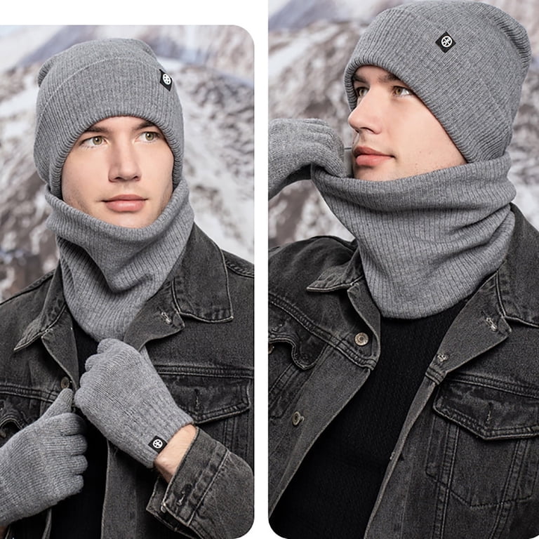 Women\'s Beanie Hat Scarf Set Winter Knit Long Scarf Neck Warmer, Darkgray 3 Piece Set of Knit Beanie Hat, Neck Gaiter & Wool Gloves  main image 4