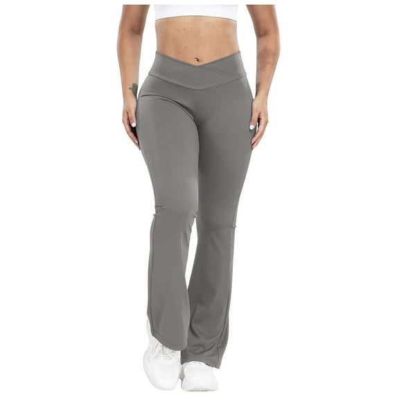 SwiftWear Woman Casual Solid Color Elastic High Waisted Tight Lift The Hip Outdoors Fitness Workout Flare-Leg Yoga Pants L