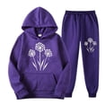 thumbnail image 1 of SwiftWear Women 2 Piece Hoodie Sweatshirts Set Dandelion Hoodie and Sweatpants Matching Sets 2024 Fall Outfits Purple XL, 1 of 2