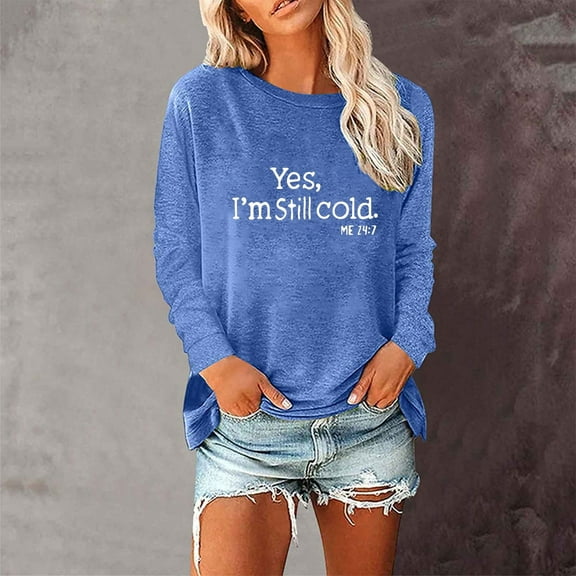 Yufatyle Women Long Sleeve Sweatshirt Casual Crewneck Loose Pullover Shirts Letter Print Tee Tops Lightweight Fall Outfits L