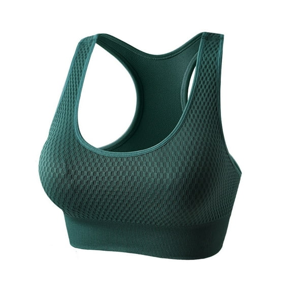 SwiftWear Women Racerback Sports Bras Solid Color Wireless Yoga Underwear Medium Impact Workout Sports Bra, Army Green L