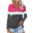 thumbnail image 1 of Yufatyle Women's Long Sleeve Tops Quarter Zip Collared Shirts Golf Shirts for Women Business Casual Summer Tees Hot Pink, 1 of 7