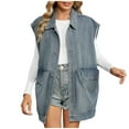 thumbnail image 1 of Yufatyle Women's Sleeveless Denim Coat Jean Jacket Button Down Casual Lapel Vest with Deep Pockets M, 1 of 6