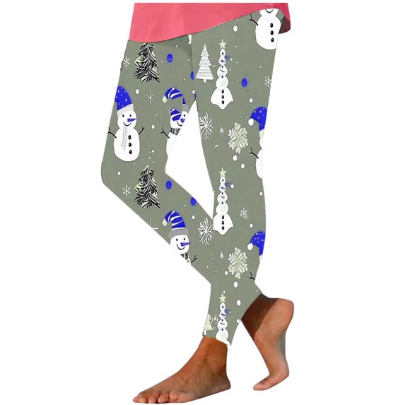 SwiftWear Women's Snowman Print Leggings Funny Christmas Yoga Pants Cute Holiday Workout Tights High Waist, Blue L