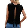 thumbnail image 1 of SwiftWear Women's Y2K Backless Tie Back Knot Knit Sweater Vest Crew Neck Cap Sleeve Pullover Tank Tops Black L, 1 of 8