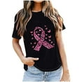 thumbnail image 1 of Yufatyle Womens Breast Cancer Awareness T Shirts Cute Butterfly Pink Ribbon Graphic Print Tee Inspirational Short Sleeve Tops L, 1 of 2
