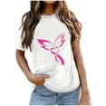 thumbnail image 1 of Yufatyle Womens Breast Cancer Awareness T Shirts Cute Butterfly Pink Ribbon Graphic Print Tee Inspirational Short Sleeve Tops XL, 1 of 3