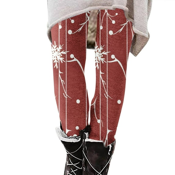 SwiftWear Womens Cute Christmas Leggings High Waisted Funny Xmas Holiday Print Yoga Pants Soft Running Athletic Tights, Red M