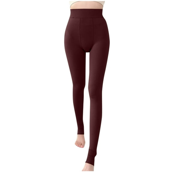 SwiftWear Womens Fleece Lined Leggings High Waisted Winter Warm Thermal Yoga Pants Solid Stretchy Tights, Wine Free Size