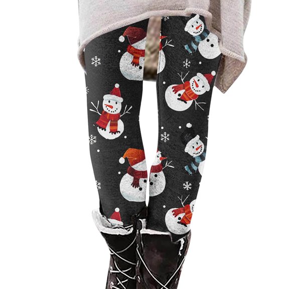 SwiftWear Womens High Waisted Exercise Yoga Pants Workout Leggings for Women Cute Christmas Holiday Print Running Tights, Black XL