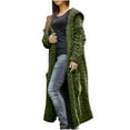 thumbnail image 1 of SwiftWear Womens Hooded Open Front Cardigan Long Sleeve Cable Knit Sweaters Solid Chunky Long Sweater Coats with Pockets Green L, 1 of 8