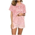 thumbnail image 1 of SwiftWear Womens Pajama Sets 2 Piece Satin Short Sleeve Button-Up Top & Shorts Set Soft Comfy Sleepwear Print Pjs Loungewear S, 1 of 5