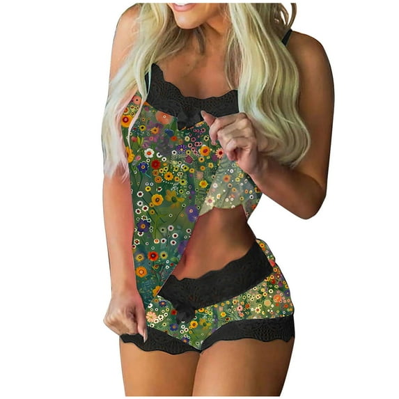 SwiftWear Womens Pajama Sets Cami and Shorts for Summer Soft Sleeveless Sleepwear Vintage Floral Pj Sets Cozy Loungewear 2XL